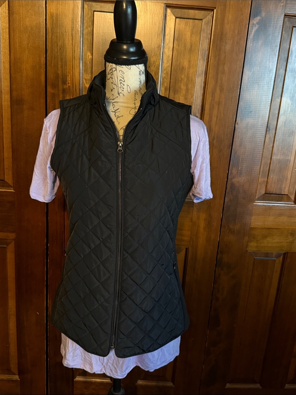 Market & Spruce Black Quilted Zip-Front Vest